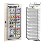 KEEPJOY 20-30 Pairs Grey Over the Door Shoe Organizer, Mesh Hanging Shoe Rack for Door Storage with 20 Wide Deep Pockets,10-Tier Door Shoe Holder Fits Sneakers, Boots.