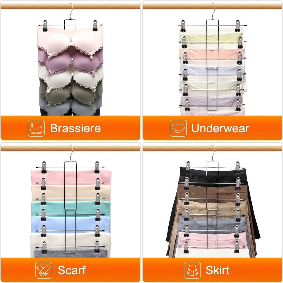 3 Pack Pants-Hangers-Space-Saving, 6 Tier-Closet-Organizers-and-Storage