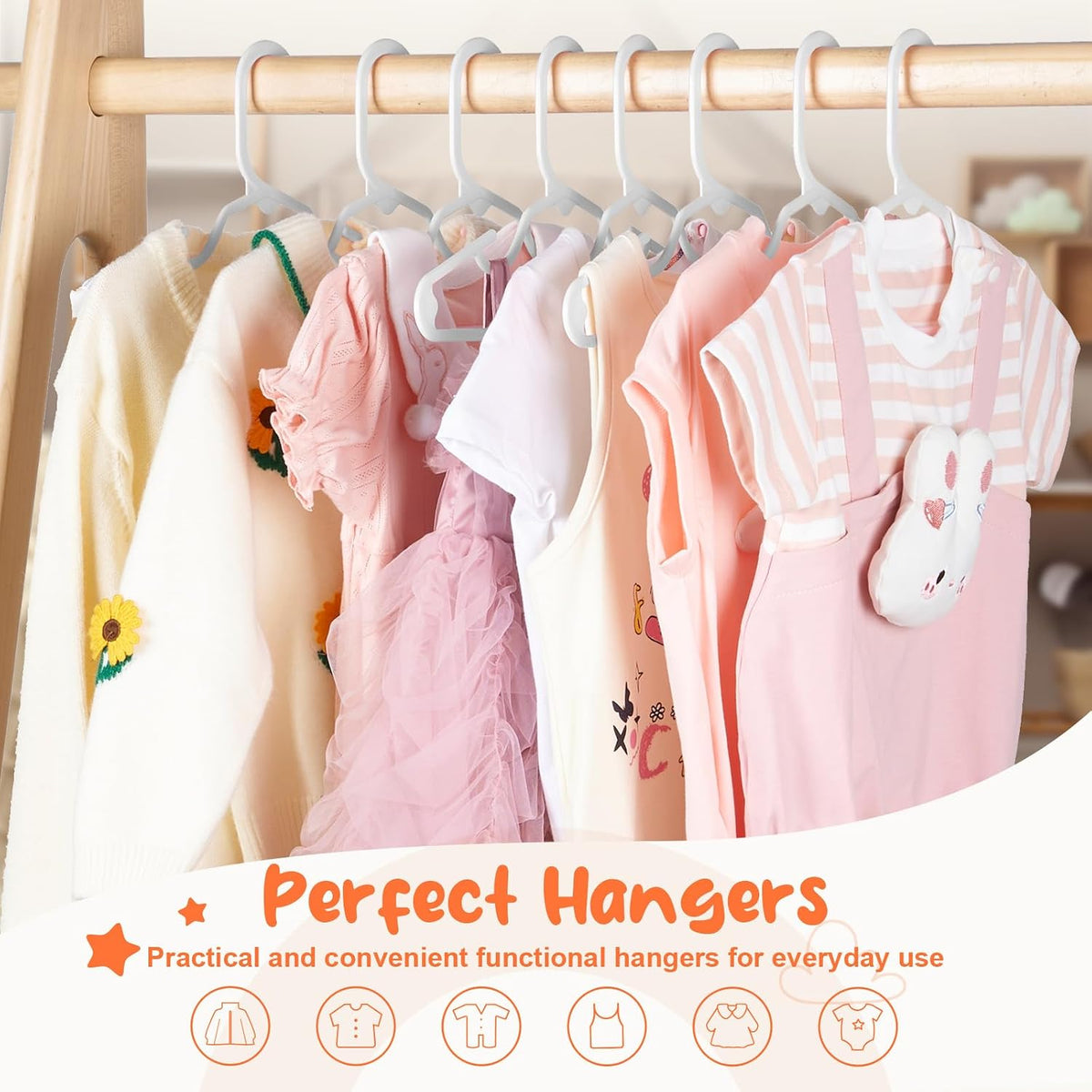 HOUSE DAY White Baby Hangers 20 Pack, Sturdy 11.5" Kids Hangers for Closet
