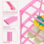 HITHIM 4-Tier Free Standing Pink Shoe Racks, Lightweight Stackable Shelf