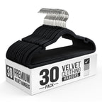 Our Modern Space 100 Pack Velvet Hanger for Shirt Pants Dresses Skirts Suits Jackets - Slim Space Saving Design - Standard Coat Hanger - Sturdy & Durable Design with Shoulder Grooves Hook