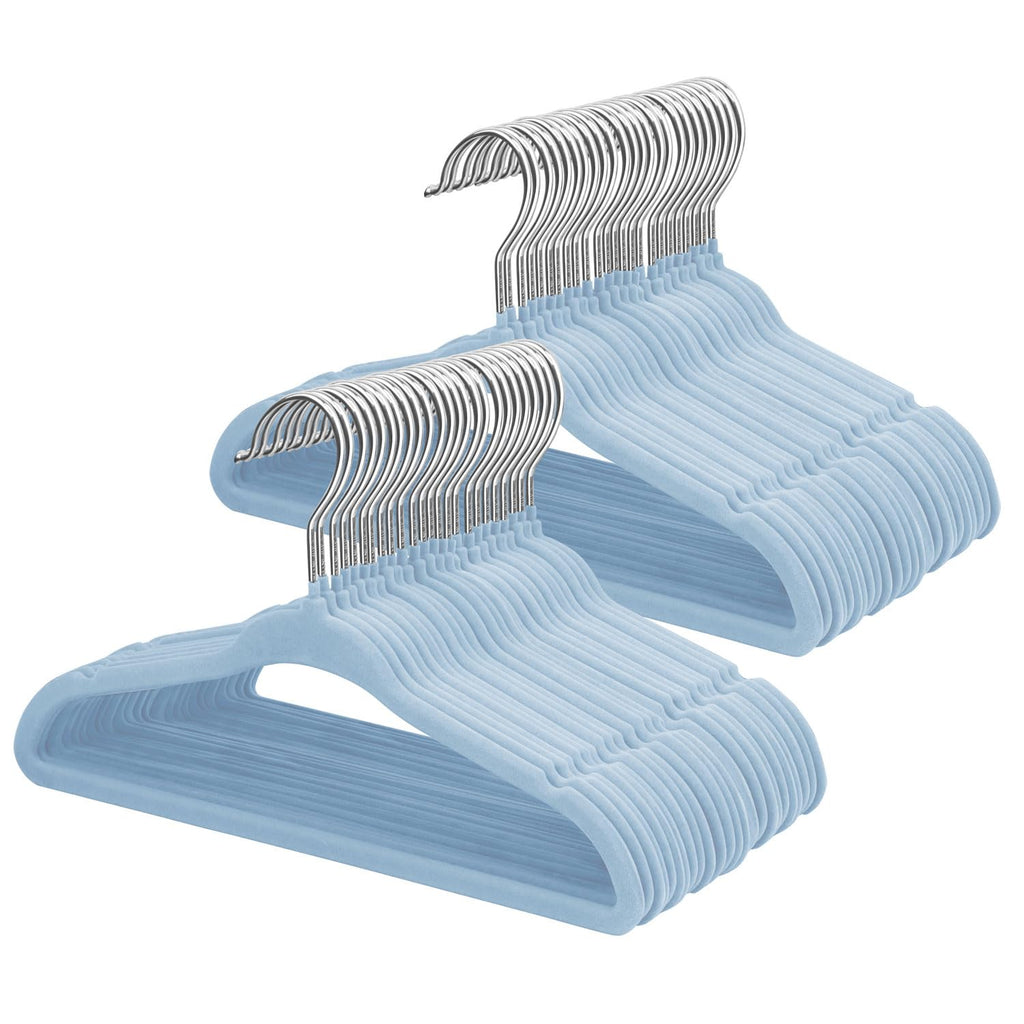 ManGotree 11" Baby Velvet Hangers Non-Slip Kids Hangers 15 Pack Light Pink