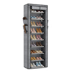 VILICK Shoe Rack with Cover Narrow Shoe Organizer with 4 Side Pockets 10 Tier Tall Shoe Storage Holds 18-22 Pairs Shoes and Boots Shoe Rack for Closet Entryway Garage