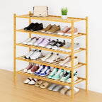 Smiry Bamboo Shoe Rack, 12 Vertical Slats, 3 Tier - 26.8" Wide, Natural