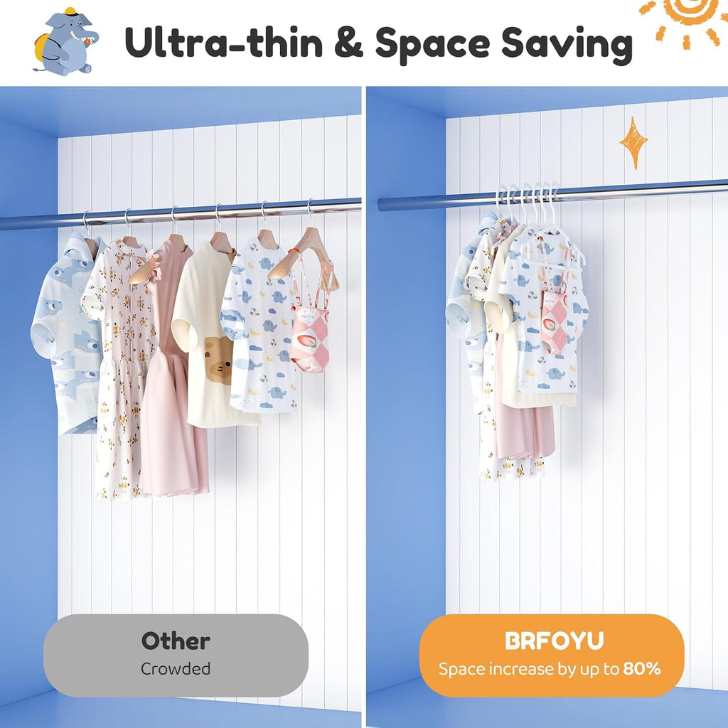 Baby Hangers 100 Pack Non-Slip Kids Plastic Hangers for Closet, Space Saving Toddler Hanger for Infant Clothing, Childrens Hanger for Child, White