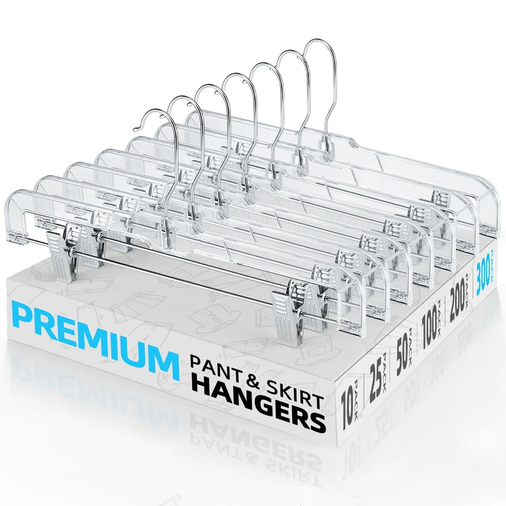 HOUSE DAY Heavy Duty Clear Pants Hangers 25 Pack, 14'' Skirt Hangers