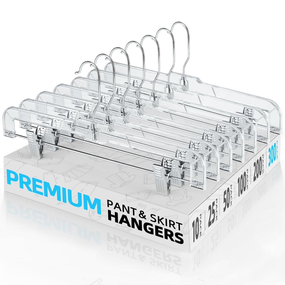 HOUSE DAY Heavy Duty Clear Pants Hangers 25 Pack, 14'' Skirt Hangers