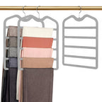 Pants Hangers Space Saving,3 Pack 5 Tier Velvet Short Neck Pants Hangers