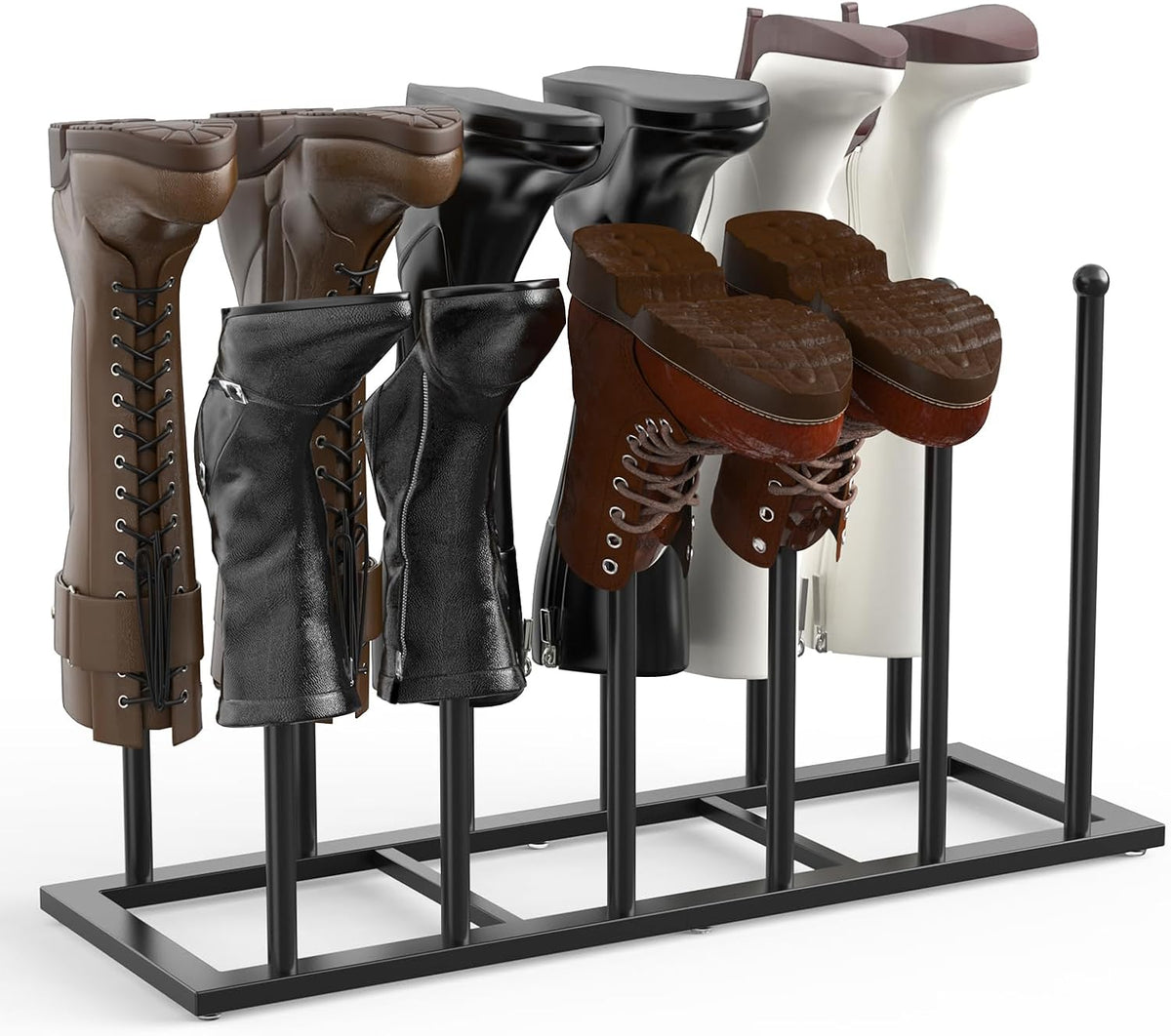 HzTinT Boot Rack for Tall Boots, 19.5" Boot Organizer Holds 6 Pairs, Black