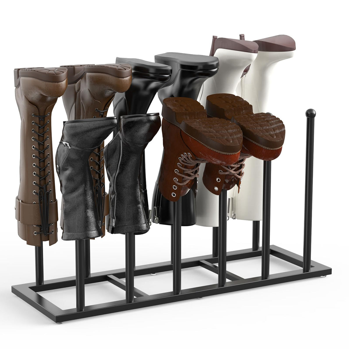 HzTinT Boot Rack for Tall Boots, 19.5" Boot Organizer Holds 6 Pairs, Black