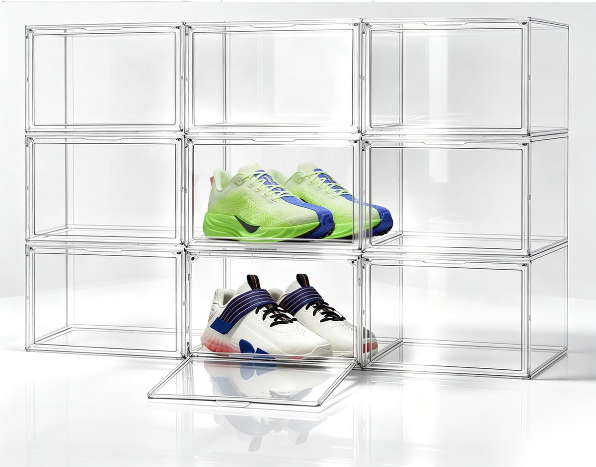 Heavy Duty Acrylic-Look Shoe Box, Size 14, Stack Everyday Footwear Storage