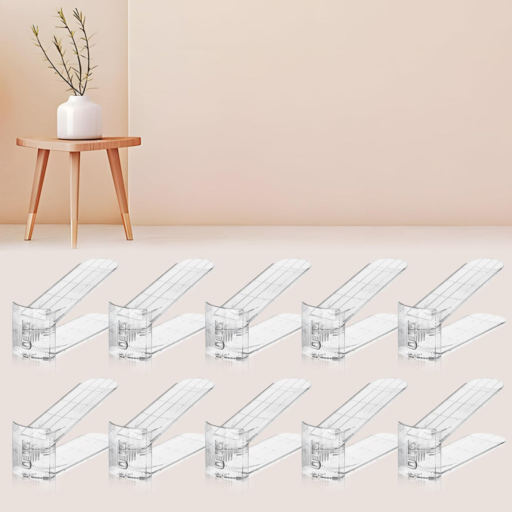 FENRUNXU Shoe Slots Organizer for Closet,12PACK Shoe Stacker Shoe Rack Organizer for Closet Space Saver Storage Shoe Holder Organization(Transparent)