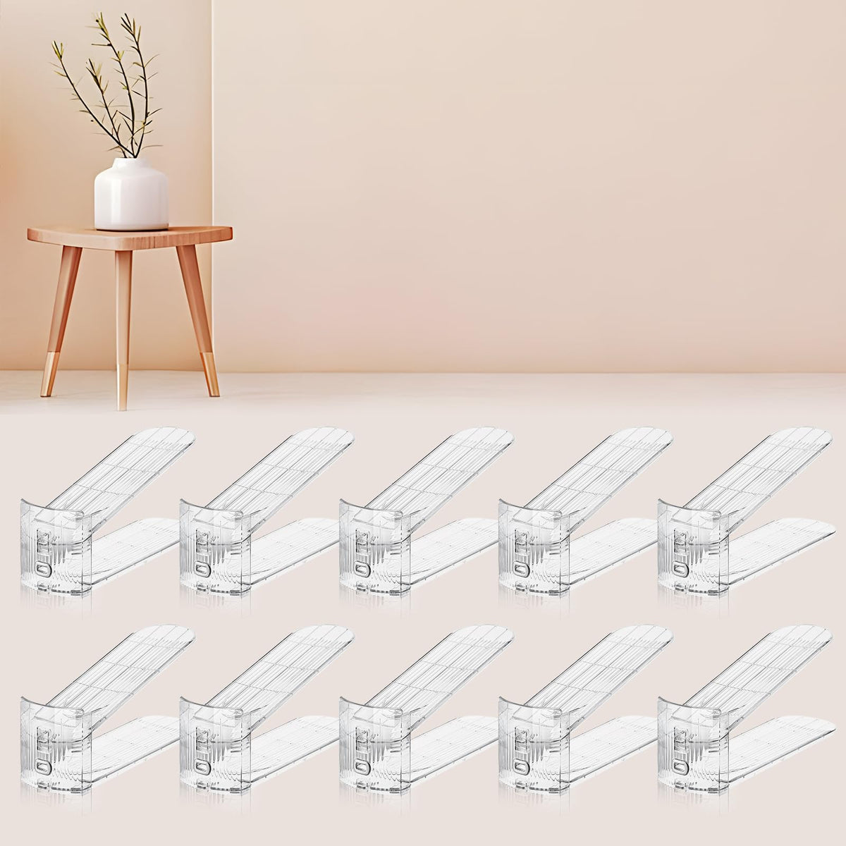 FENRUNXU Shoe Slots Organizer for Closet,12PACK Shoe Stacker Shoe Rack Organizer for Closet Space Saver Storage Shoe Holder Organization(Transparent)