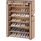 Laiensia 9-Tier Vertical Shoe Rack Organizer, Space Saving Shoe Storage Organizer, Non-Woven Cover Shoe Shelf Holds 36-45 Pairs for Bedroom, Hallway, Closet Entryway, Black