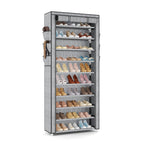 VTRIN Vertical Narrow Shoe Rack Organizer 10 Tier Tall Shoe Shelf Holds 20-22 Pairs with Non-Woven Dustproof Cover for Closet, Entryway Black