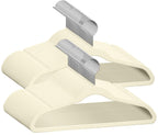 TechZoo 50 Premium Baby Velvet Hangers - 11.8" Non-Slip, Ultra-Slim Space-Saving Children Closet Hangers - 360° Swivel Hook, Strong & Durable Infant & Toddler Clothes Hangers for Wardrobe - Ivory