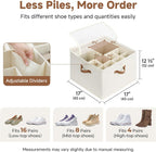 StorageWorks 2-Pack 32-Pair Shoe Storage Organizer for Closet, Beige