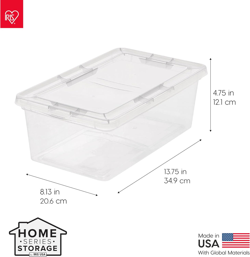 IRIS USA 12-Pack 7 Qt Storage Bins with Lids, Clear, Stackable