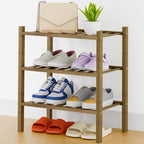 Smiry Bamboo Shoe Rack, 12 Vertical Slats, 3 Tier - 26.8" Wide, Natural
