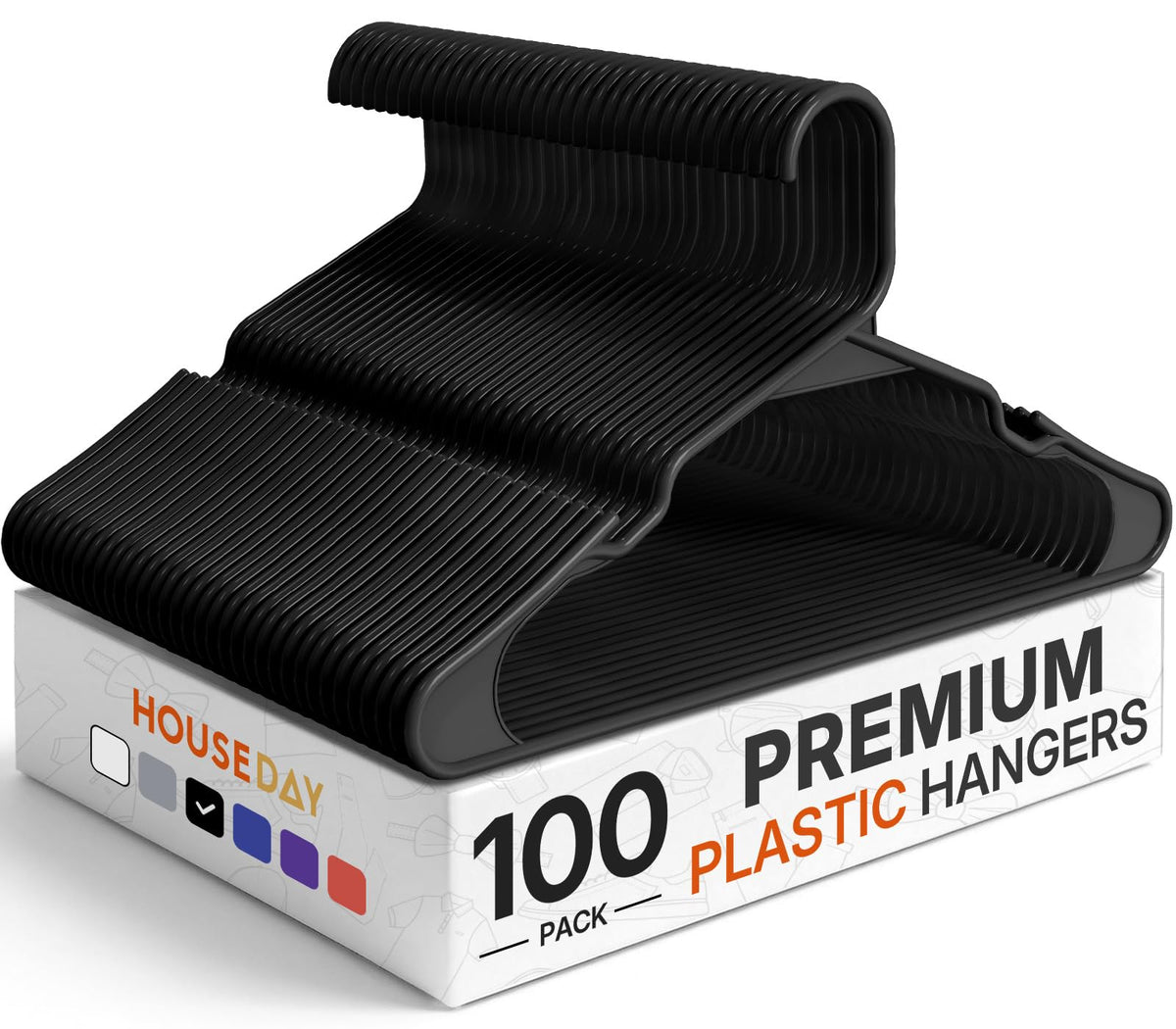 HOUSE DAY White Plastic Hangers 16 Pack – Slim Space Saving Clothes Hangers