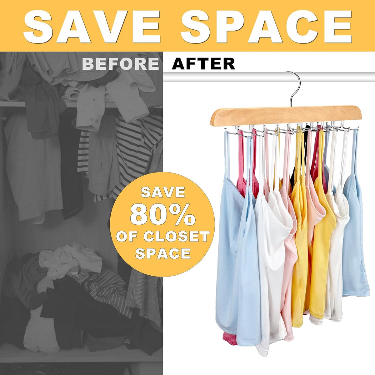 Tank Top Hanger for Closet Organizer, 20 Large Capacity Premium Bra Hanger
