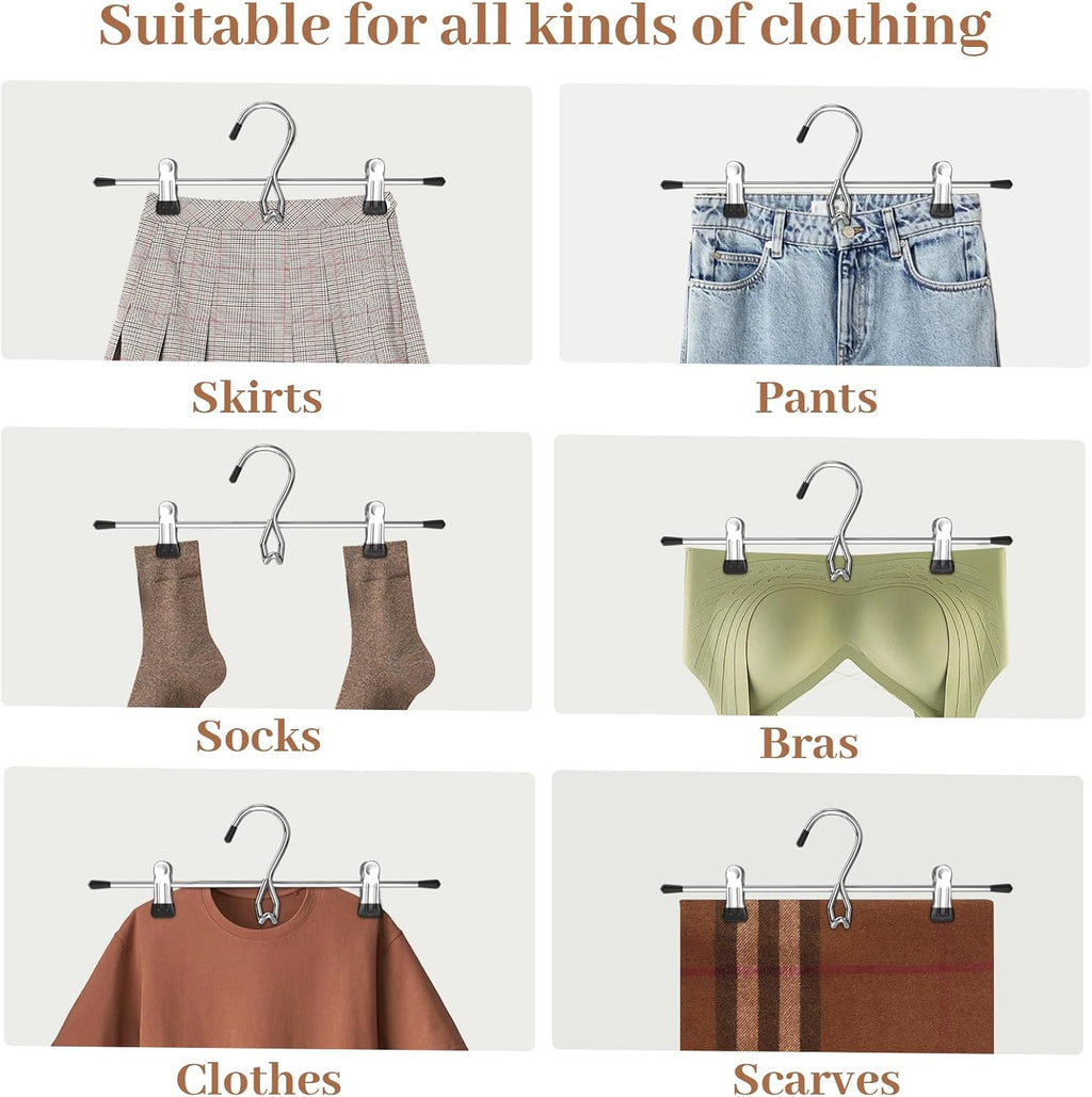 Pants Hangers Space Saving,Stackable Skirt Hangers with Clips, Hanging Closet Organizer and Storage,Clothes Hangers, College Dorm Essentials Apartment Essentials- 8 Pack