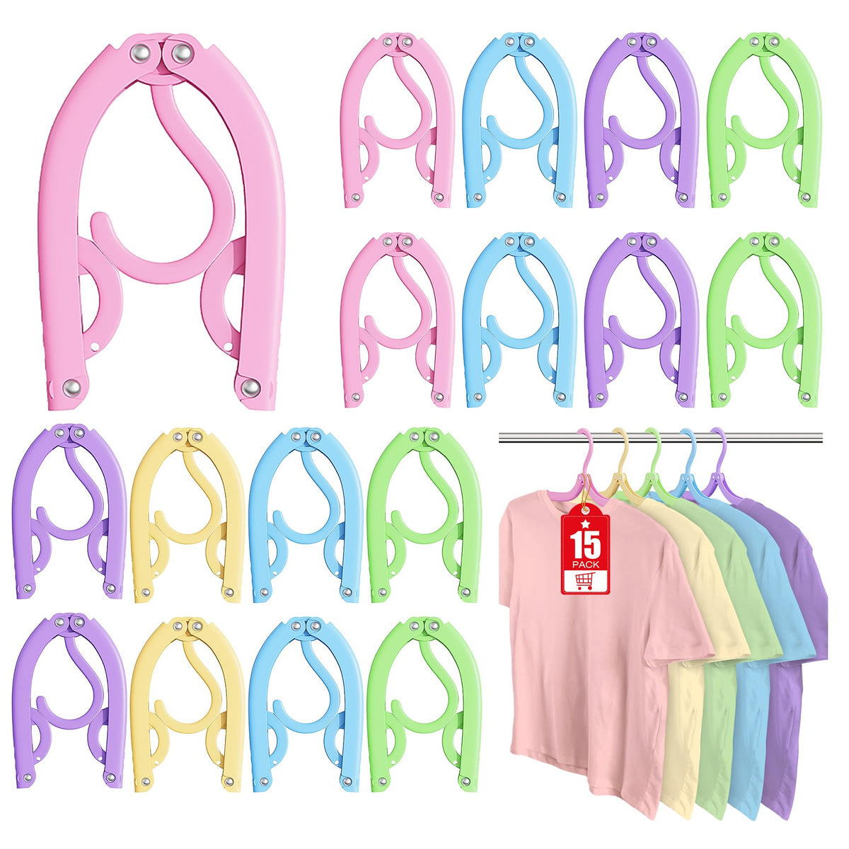 15 Pcs Foldable Travel Hangers Cruise Ship Essentials 2026 Phone Size Black
