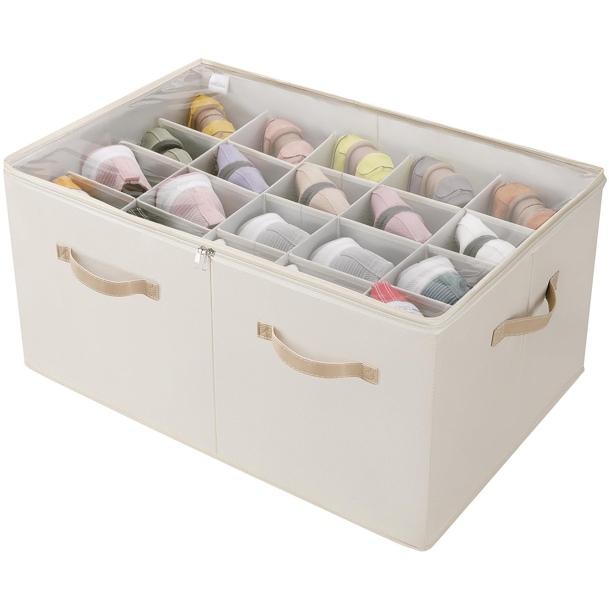 TOPIA HOME Shoe Organizer for Closet, Foldable Shoe Box, Adjustable Divider