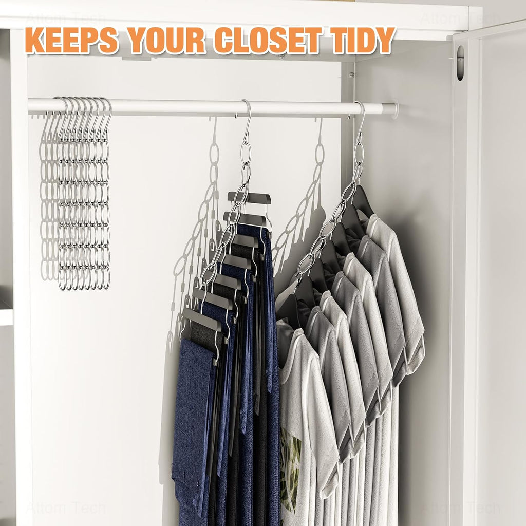 NiHome Space Saving Hangers 10-Pack, Metal Closet Organizer with Safety Cap
