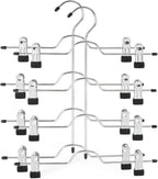 TOPIA HANGER 4 Tier Metal Skirt Hangers with Clips 80% Space Saving 2 Pack
