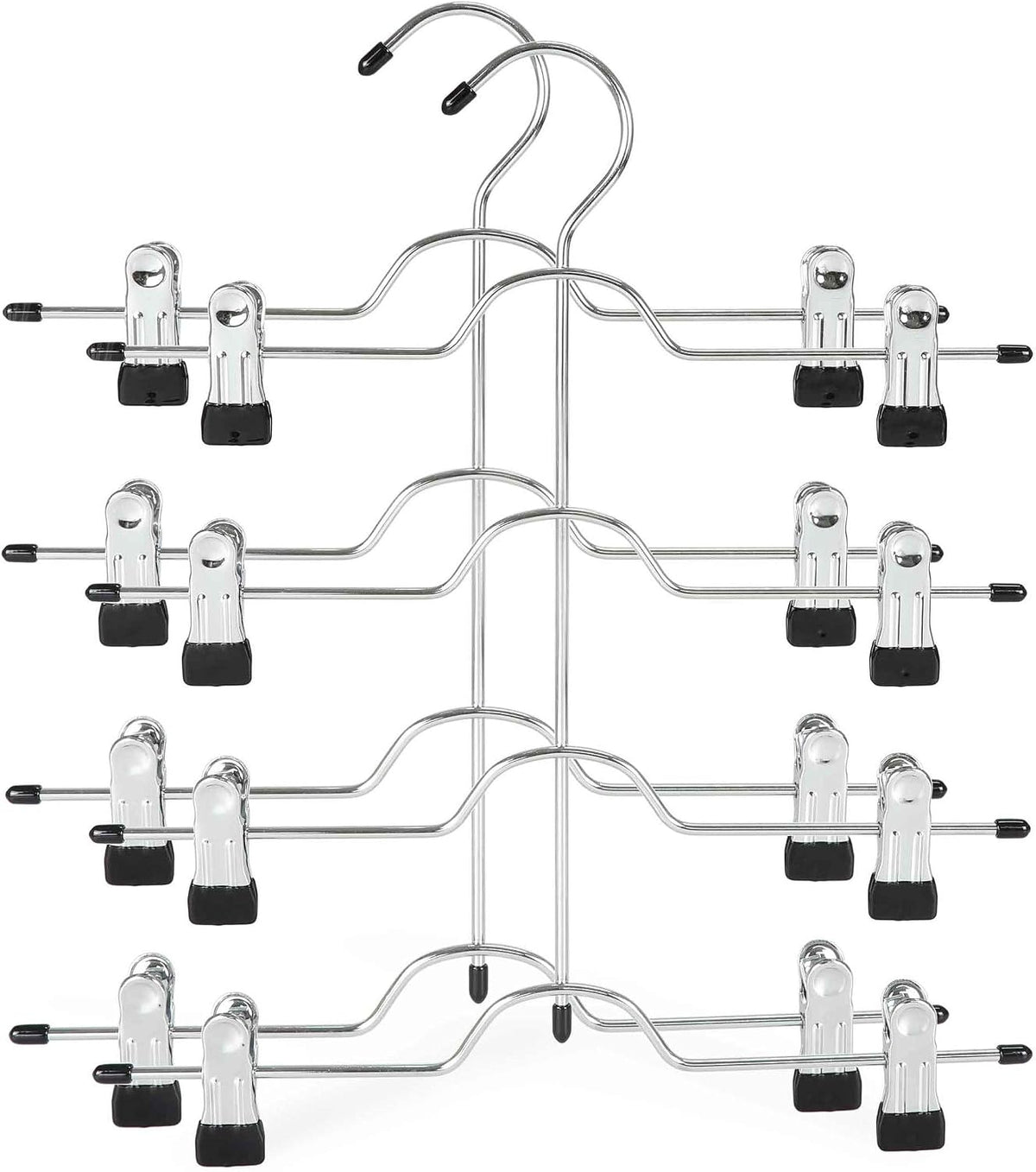 TOPIA HANGER 4 Tier Metal Skirt Hangers with Clips 80% Space Saving 2 Pack