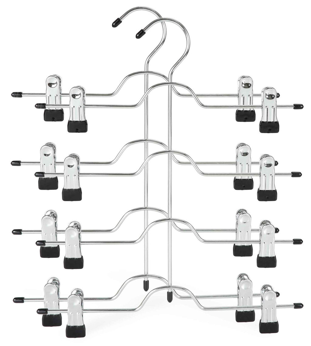 TOPIA HANGER 4 Tier Metal Skirt Hangers with Clips 80% Space Saving 2 Pack