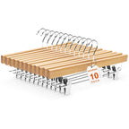 HOUSE DAY Wooden Pants Hangers with Clips, 25 Pack Skirt Hangers, Natural