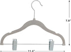 Finnhomy Non-Slip Clothes Hangers for Baby and Kids 20-Pack Velvet Hangers with Movable Clips, Heavy-Duty and Space-Saving for Pants,Skirts, Coat, Gray