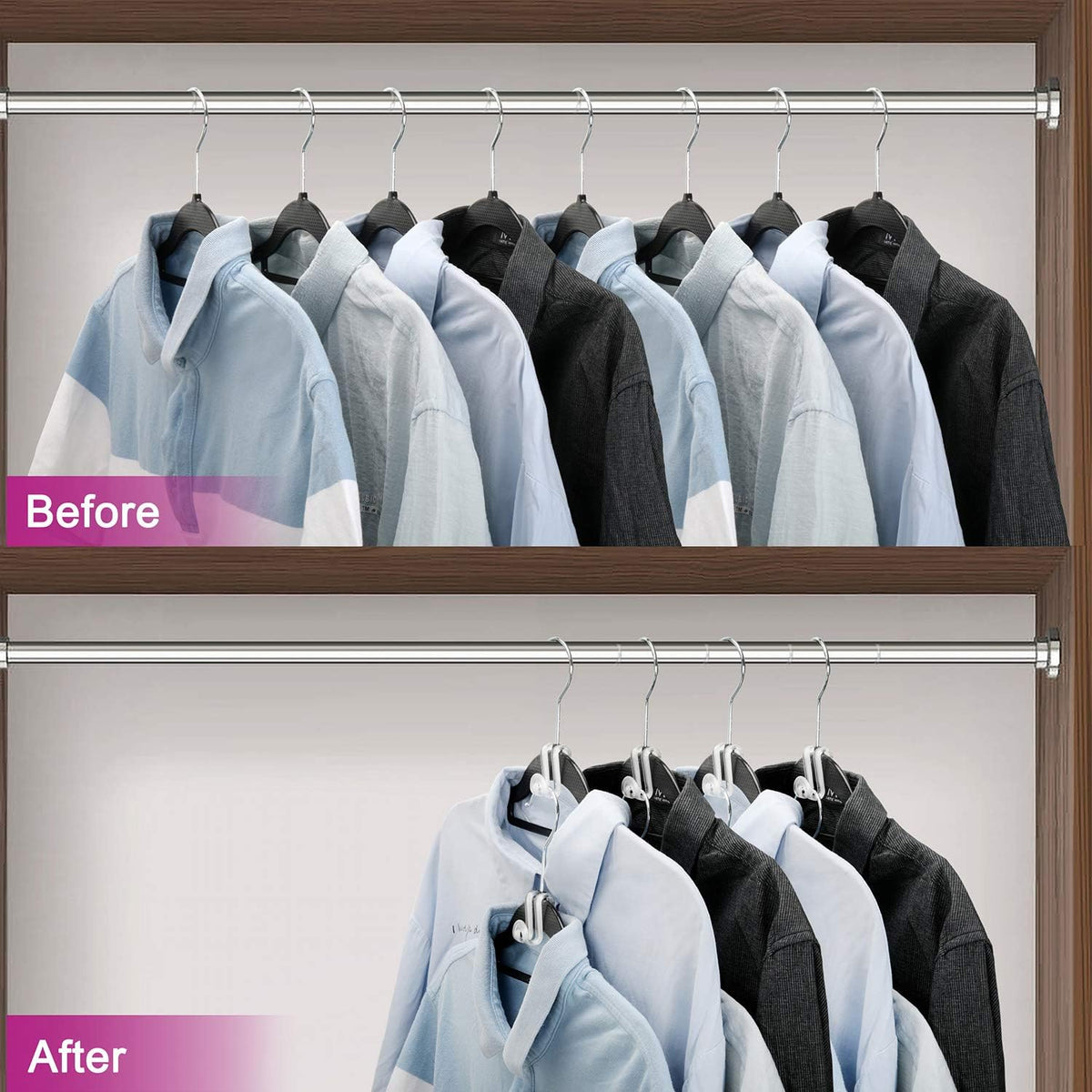 Mlici 60 Pack Space Saving Hanger Hooks, Connector Hooks for Closet, Clear