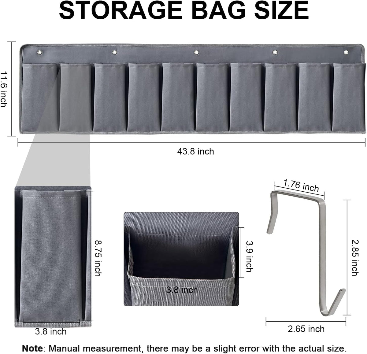 RVZONE RV Shoe Pockets 10 Pockets Heavy Hanging Bedside Storage Organizer with Sturdy Hooks Storage Pockets Hangs on bed for Shoes Toys and Tool Accessories