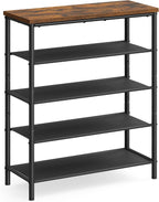 VASAGLE 5-Tier Shoe Rack, 12-16 Pairs, Steel Frame