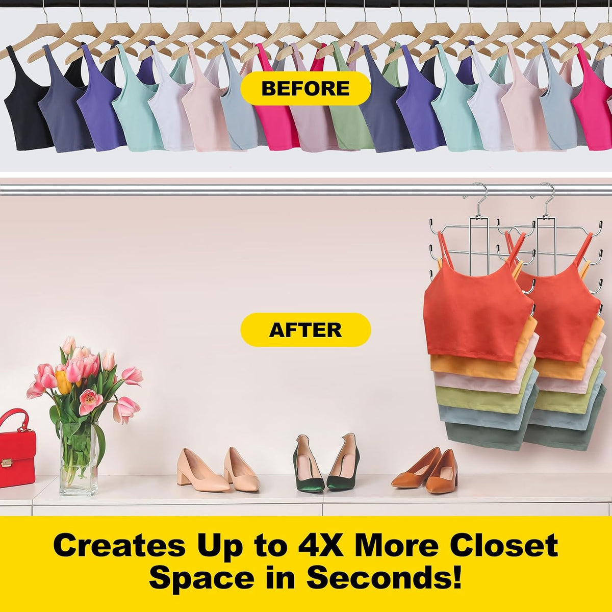 Metal Tank Top Hanger 2 Pack, 360° Swivel Closet Organizers and Storage