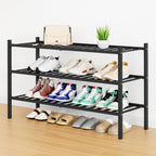 Smiry Bamboo Shoe Rack, 12 Vertical Slats, 3 Tier - 26.8" Wide, Natural