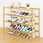 Smiry Bamboo Shoe Rack, 12 Vertical Slats, 3 Tier - 26.8" Wide, Natural