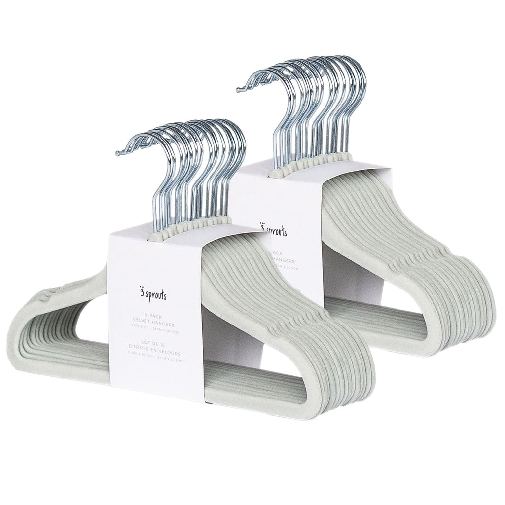 3 Sprouts Velvet Baby Hangers, Non Slip Slim, Cream, 30 Pack
