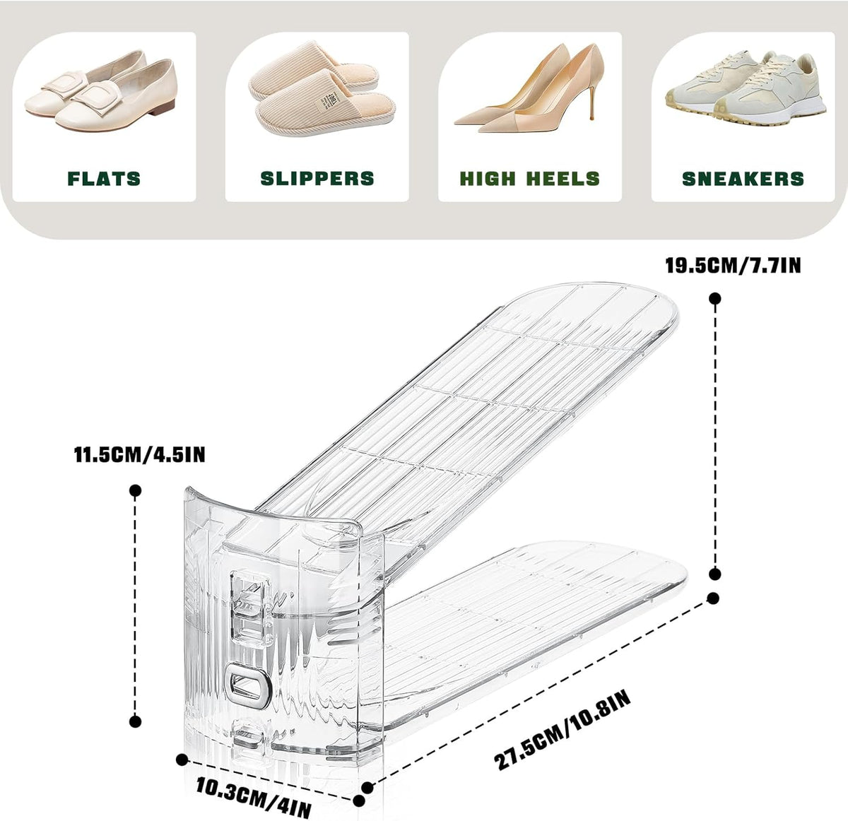 FENRUNXU Shoe Slots Organizer for Closet,12PACK Shoe Stacker Shoe Rack Organizer for Closet Space Saver Storage Shoe Holder Organization(Transparent)
