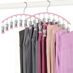 Legging Hangers for Closet Organizer, Hat Hangers for Closet 2 Pack with 10 Clips Holds 20 Leggings, Legging Hanger, Pants Storage Organizer Suitable for Socks, Panties, Underwear, Pants