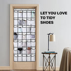 35 Pocket Over Door Shoe Organizer with 4 Metal Hooks（Grey）