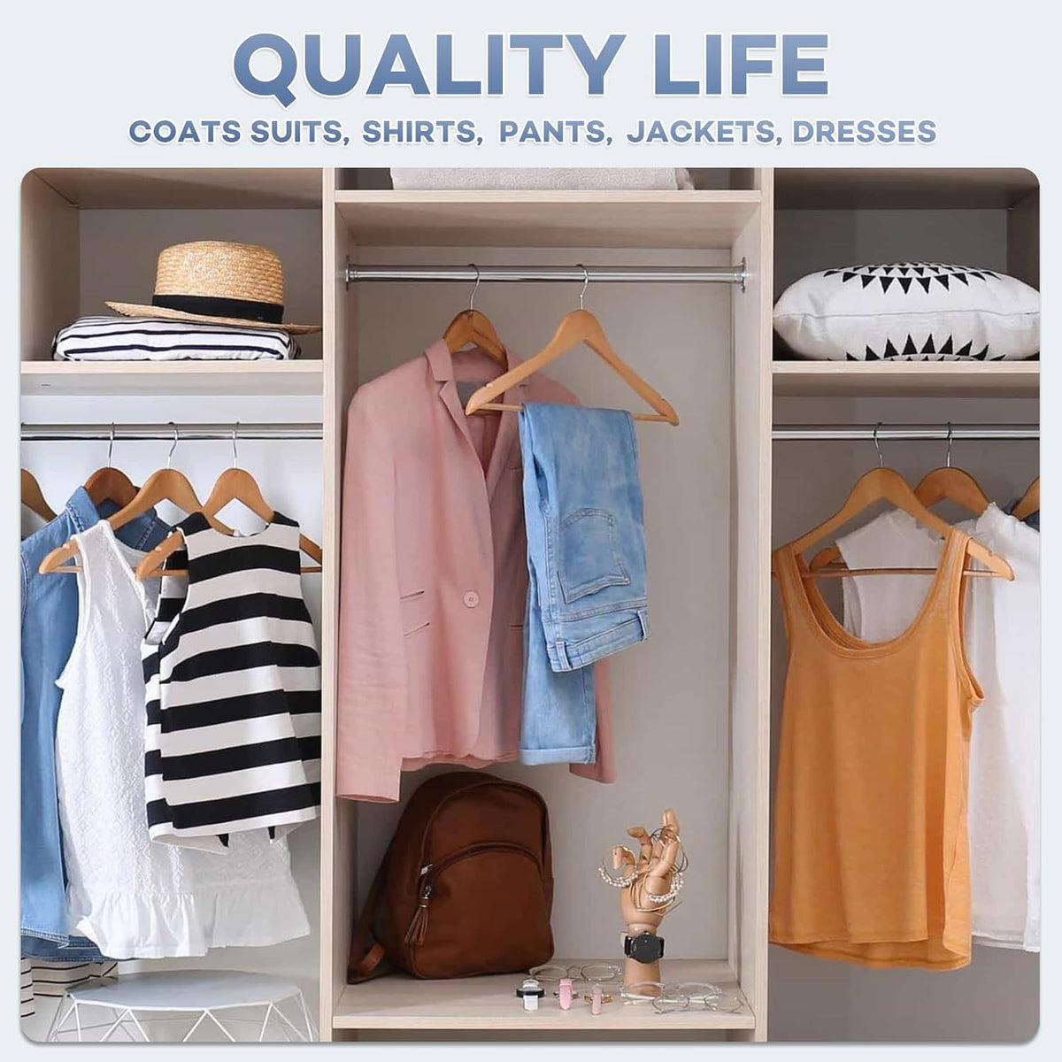 ZENOWICK Wooden Hangers 30 Pack, Heavy Duty Wood Hangers for Coats