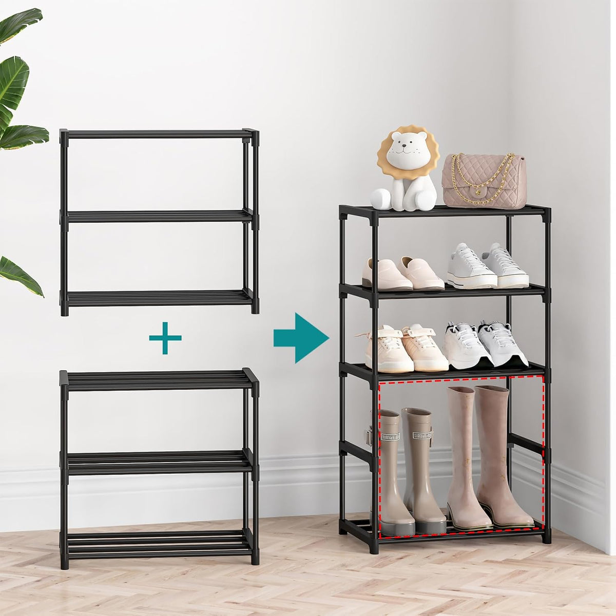 Autonomier 3 Tier Extra Small Shoe Rack (16.3" Wide), Lightweight Shelf
