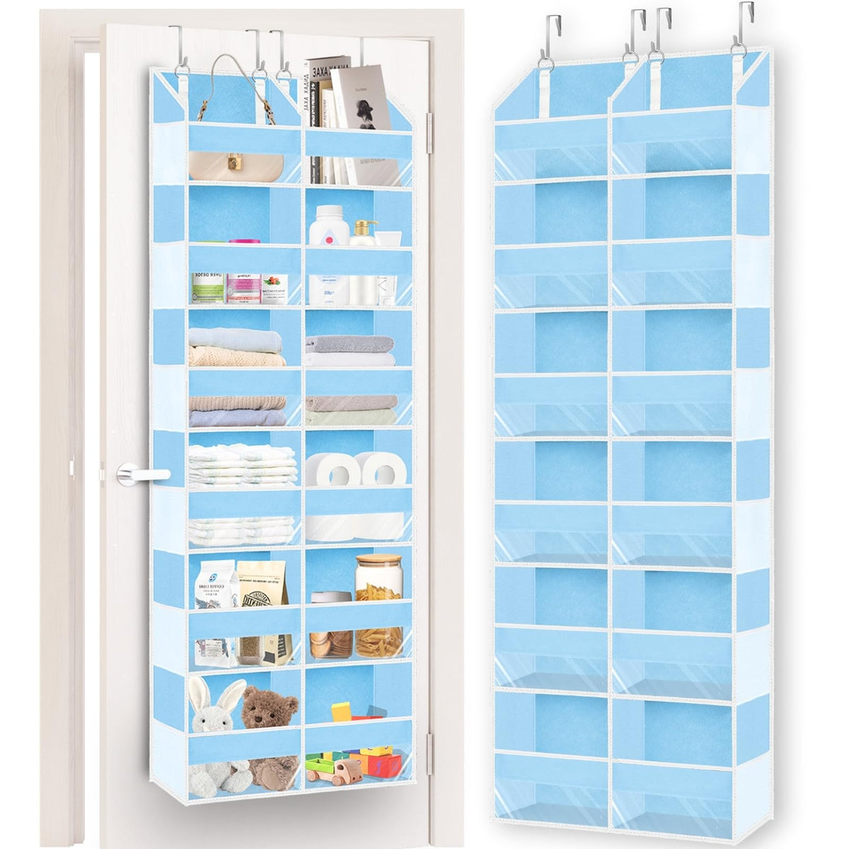 Ofiray-home Over the Door Organizer 5 Tiers,Extra Large Behind Door Storage of 10 Compartments,80 lbs Weight Capacity Over the Door Storage, Door Hanging Organizer for Closet, Diaper Organizer, Beige