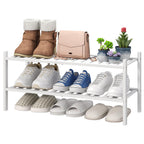 viewcare 3-Tier Black Bamboo Shoe Rack for Entryway, Stackable | Foldable | Natural, Shoe Shelf Storage Organizer for Hallway Closet, Free Standing Shoe Racks for Indoor Outdoor