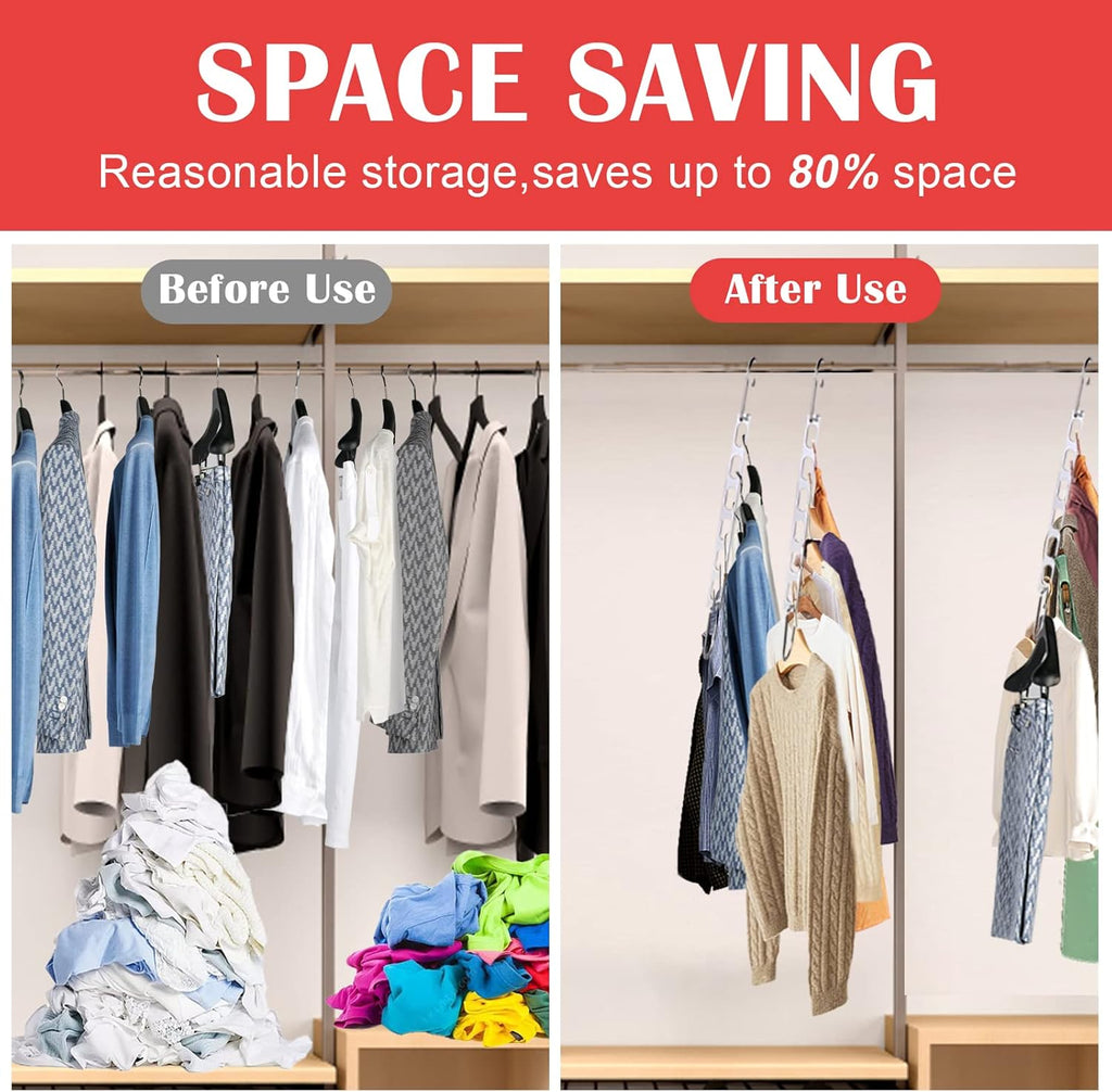 12 Pack Space Saving Hangers for Clothes: Collapsible Metal Hanger