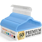 HOUSE DAY 14 Inch Kids Velvet Hangers 50 Pack, Durable Big Kid Hanger Black